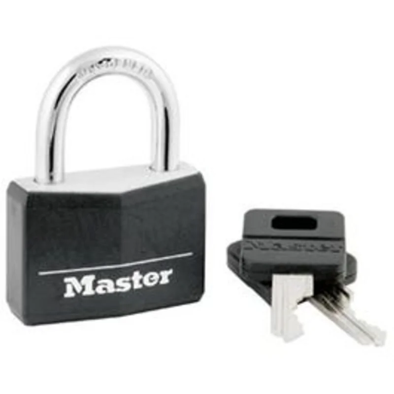 1-9/16-In. Solid-Aluminum Keyed Padlock, Black Covered Keyhead