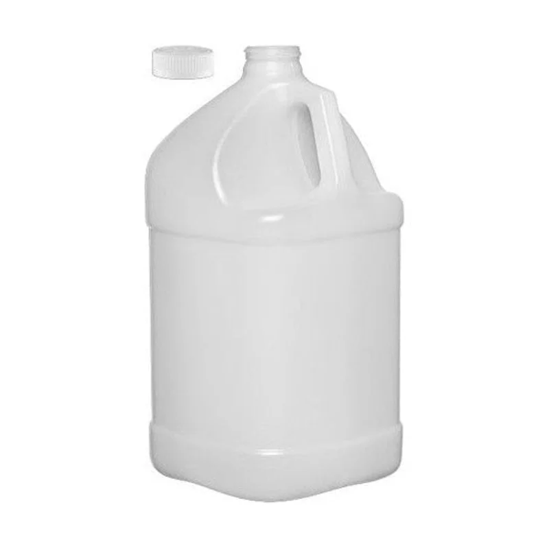 1 Gallon Natural HDPE Plastic Square Jug & Child-Proof Cap , 38mm 38-400, 130 Grams
