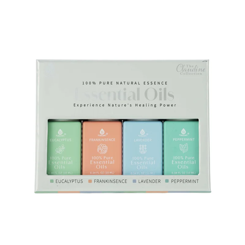 100% Pure Natural Essence Essential Oils Natures Healing Power with Eucalyptus, Frankincense, Lavender, and Peppermint