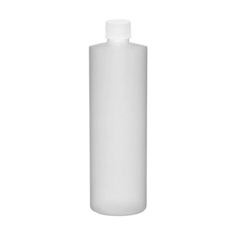 16 oz. (1 pint) Natural Round HDPE Plastic Bottle 24mm outlet with included 24/410 White Ribbed Cap
