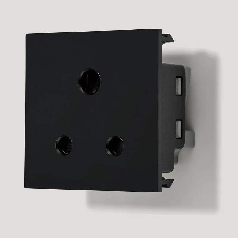 1G 5 Amp Round 3 Pin Socket - Black