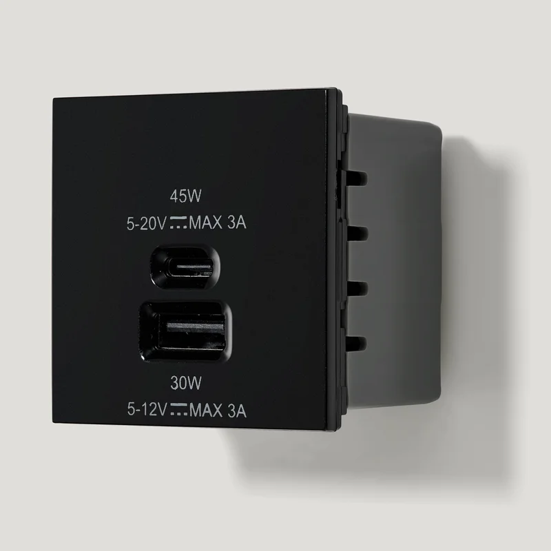 1G USB-A + USB-C Socket - Black