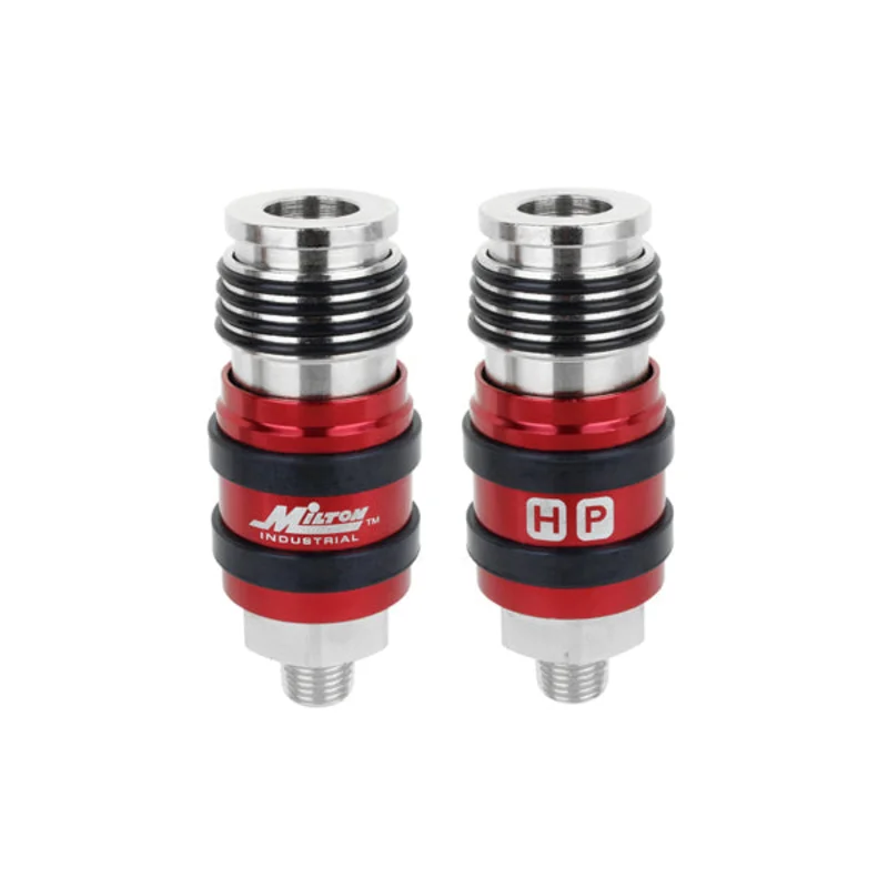 2 In ONE Universal Safety Exhaust Industrial Coupler, 1/4" NPT x 3/8" Body Flow Male