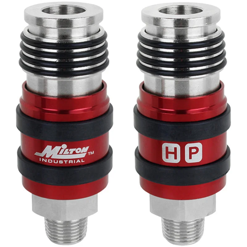 2-In-ONE Universal Safety Exhaust Industrial Coupler, 3/8" NPT x 3/8" Body Flow - PATENTED Male