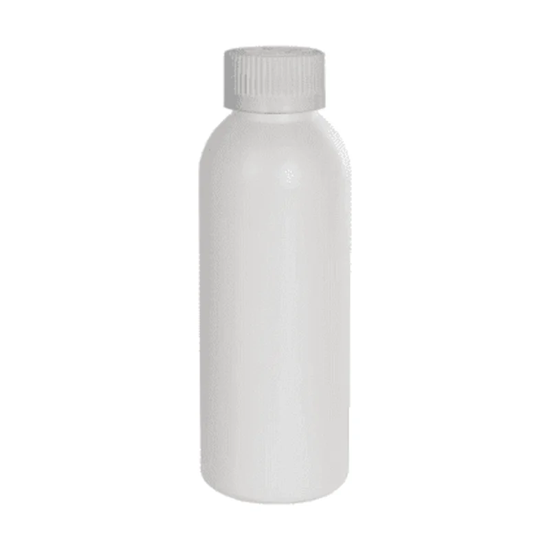 2 oz. White HDPE Cosmo Single Bottle with 20/410 White Ribbed CRC Cap with F217 Liner