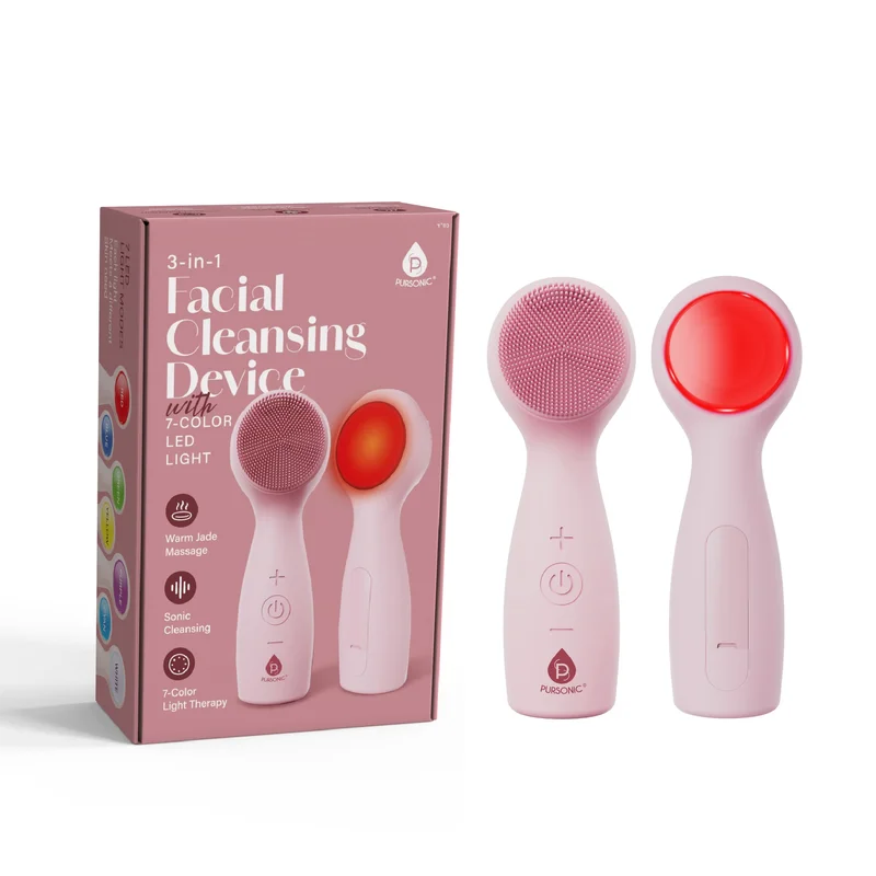 3-in-1 Sonic Facial Cleanser with Heated Jade & 7-Color LED Light Therapy Pursonic Radiance Device