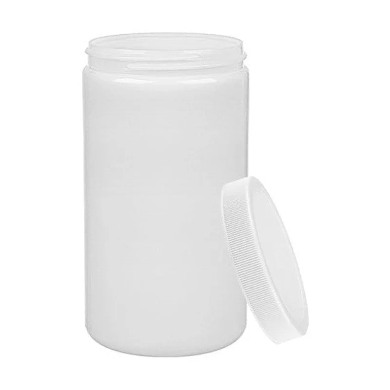 32 oz (1 Qt) Natural HDPE Wide-Mouth Jar with 89-400 White Ribbed Cap and Chemical Resistant PP Liner