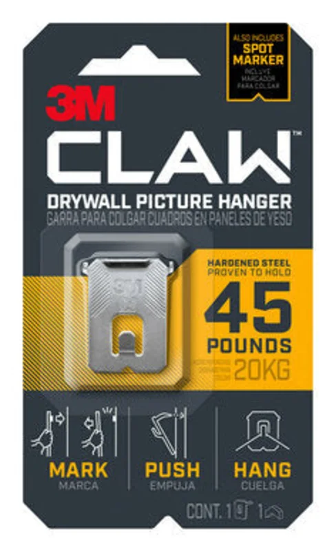 3M CLAW 45 lb. Drywall Picture Hanger With Spot Markers