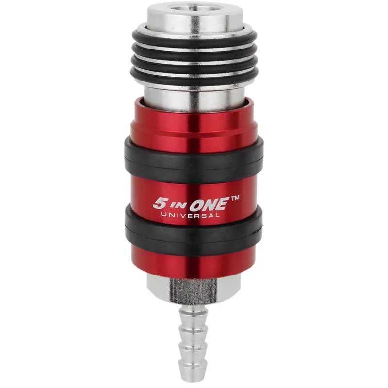 5 In ONE Universal Safety Exhaust Hose Barb Industrial Coupler, 1/4" ID x 1/4" Flow Body