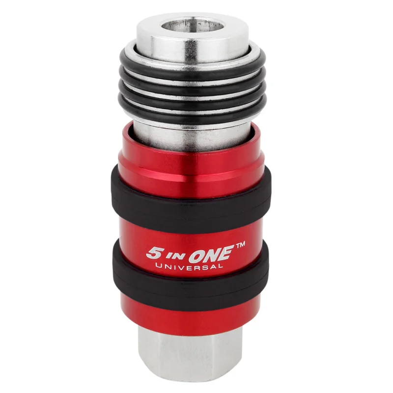 5 In ONE Universal Safety Exhaust Quick-Connect Industrial Coupler, 1/4" Female NPT
