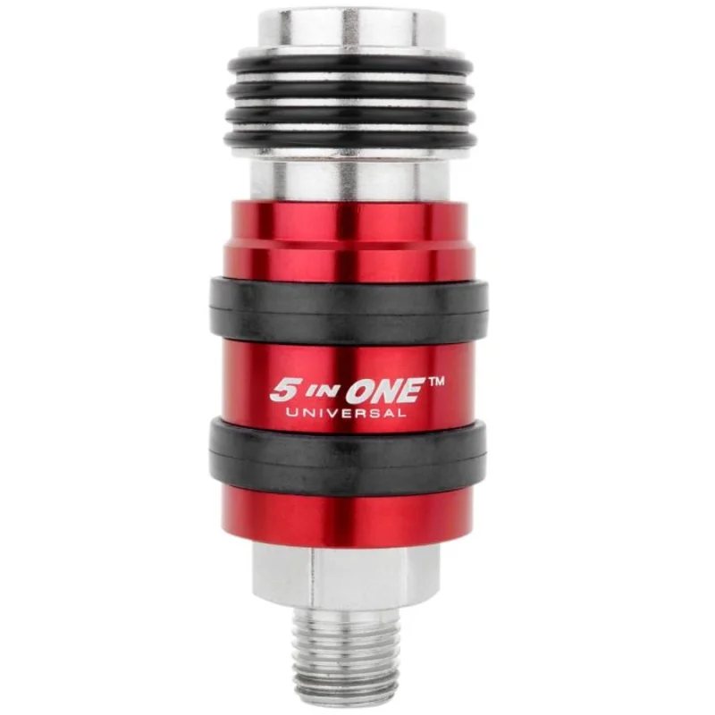 5 In One Universal Safety Exhaust Quick-Connect Industrial Coupler, 1/4" Male NPT