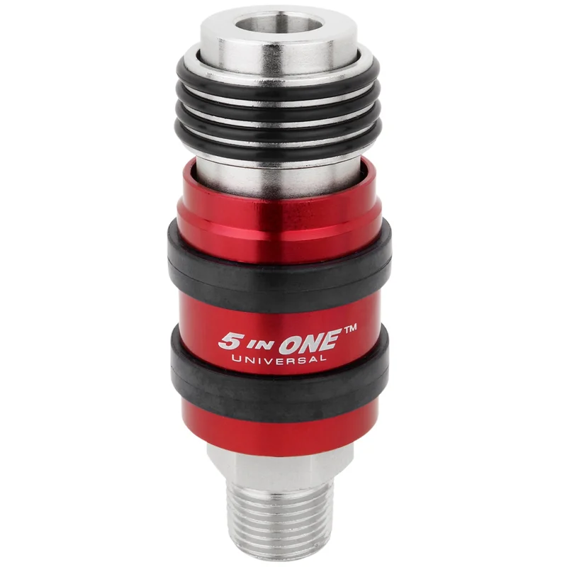 5 In ONE Universal Safety Exhaust Quick-Connect Industrial Coupler, 3/8"  Male NPT