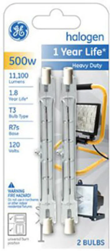 500W HALOGEN T3 BULB QUARTZ R7S BASE 2PK