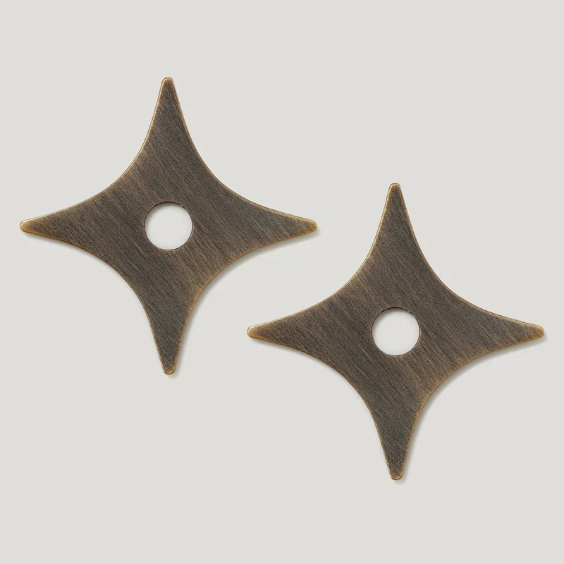 ADA Pair of Small Star Handle Backplates - Antique Brass