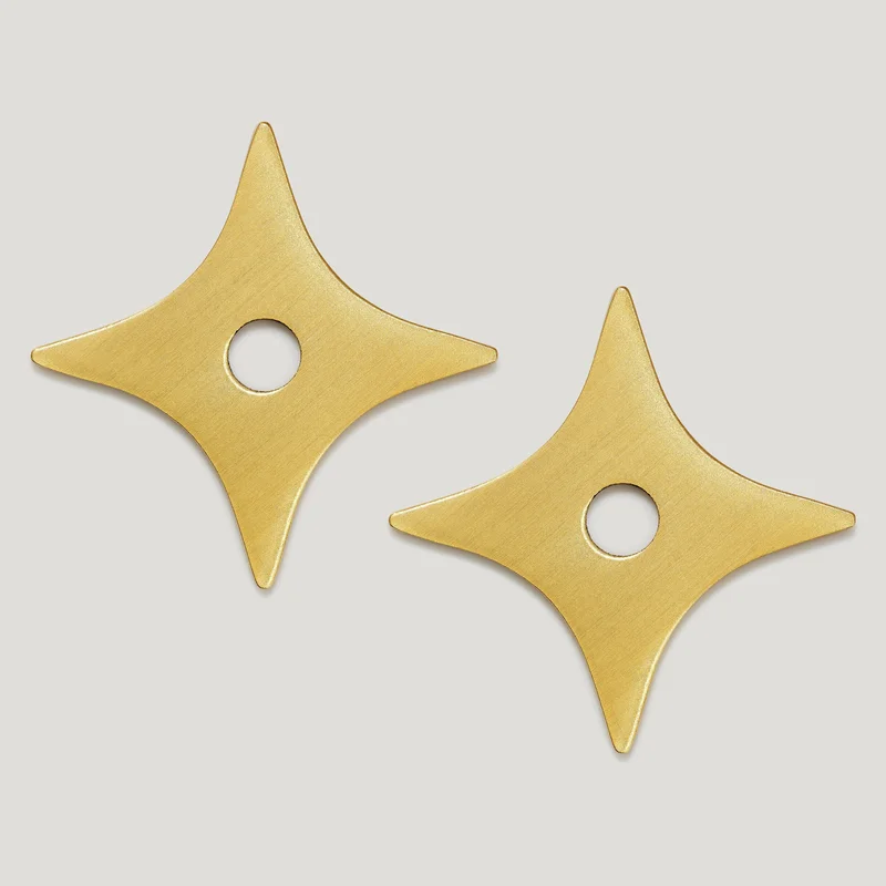 ADA Pair of Small Star Handle Backplates - Brass