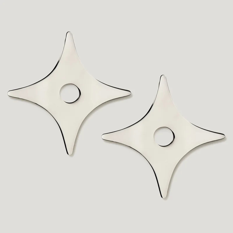 ADA Pair of Small Star Handle Backplates - Polished Nickel