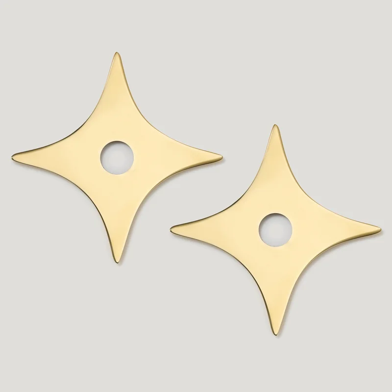 ADA Pair of Small Star Handle Backplates - Unlacquered Brass