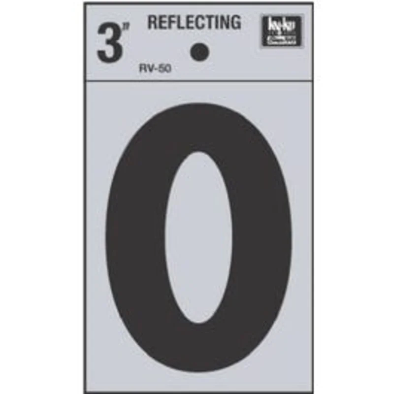 Address Letter, "O", Black Reflective Vinyl, Adhesive, 3-In.