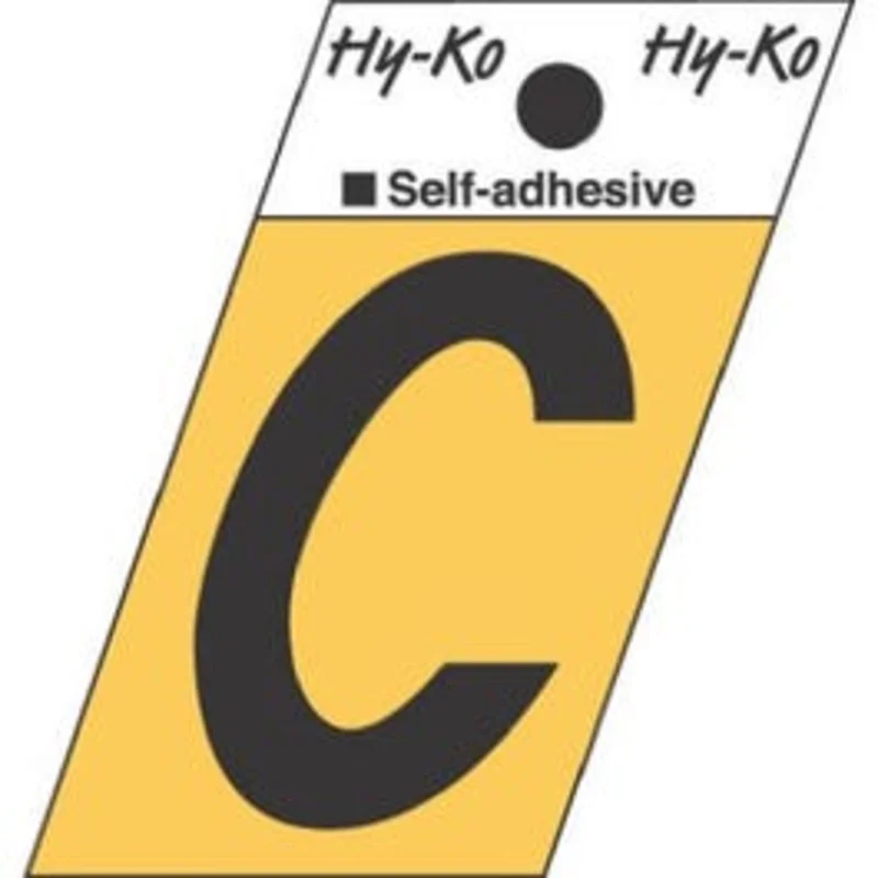 Address Letters, "C", Angle-Cut, Black/Gold Aluminum, Adhesive, 1.5-In.