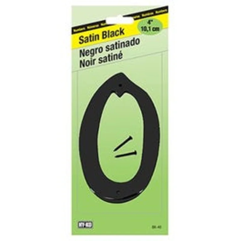 Address Number, Satin Black Zinc, 4-In., "0"