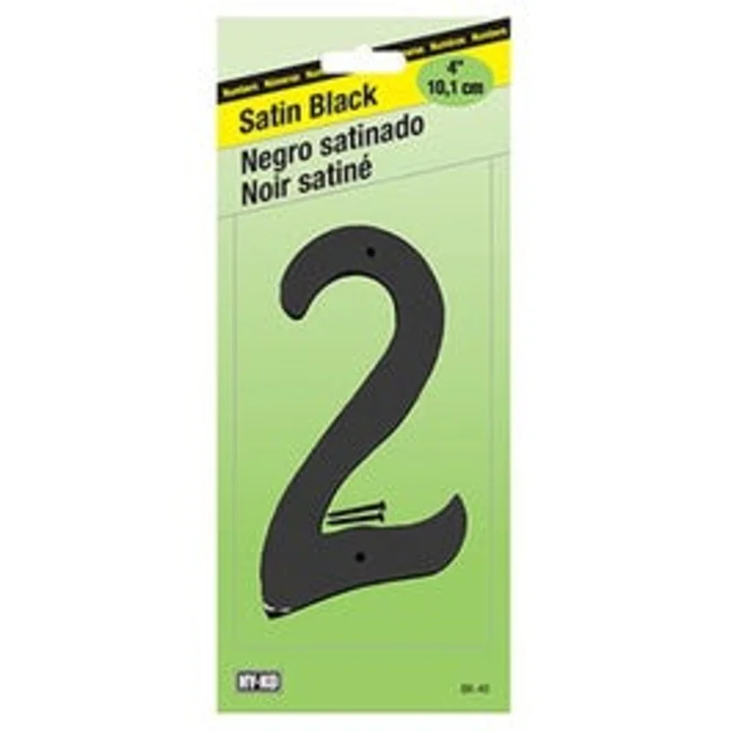 Address Number, Satin Black Zinc, 4-In., "2"
