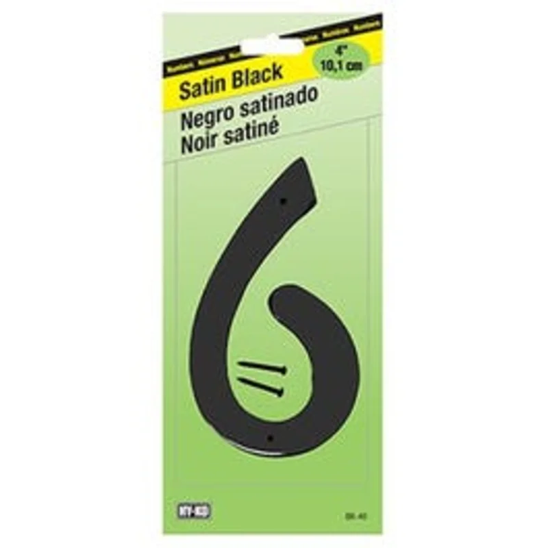 Address Number, Satin Black Zinc, 4-In., "6"