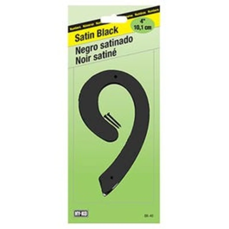 Address Number, Satin Black Zinc, 4-In., "9"