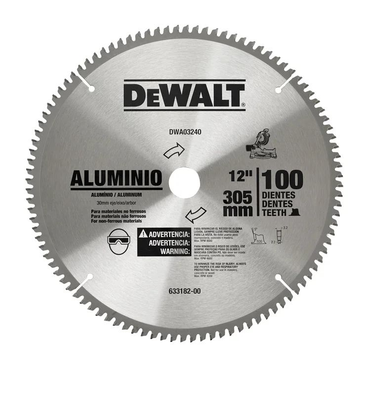 Aluminum Saw Blade 12" X 100T Dewalt