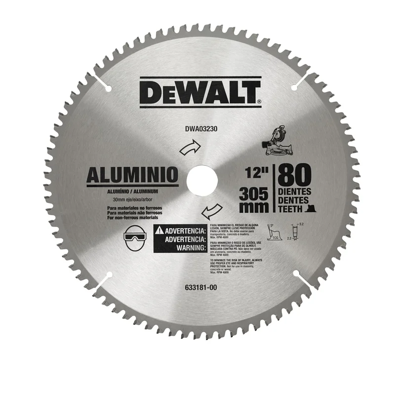 Aluminum Saw Blade 12" X 80T Dewalt
