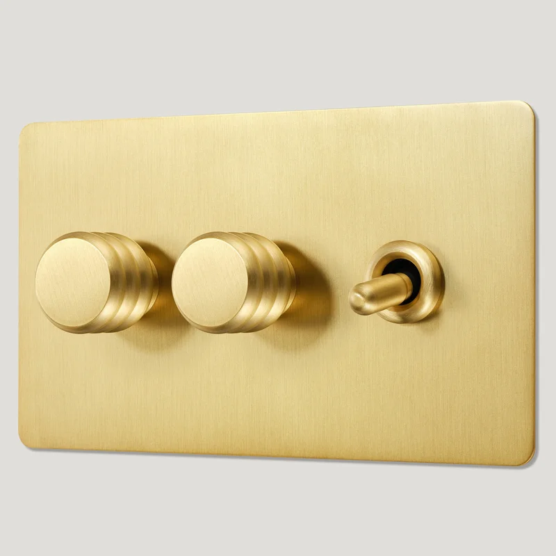 ALVA 3G Mixed Light Switch 1 Toggle / 2 Dimmer - Brass