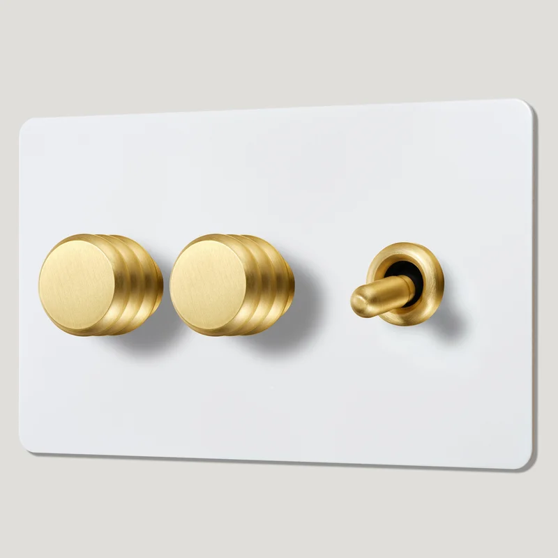 ALVA 3G Paintable Mixed Switch 1Toggle/ 2Dimmer - Brass