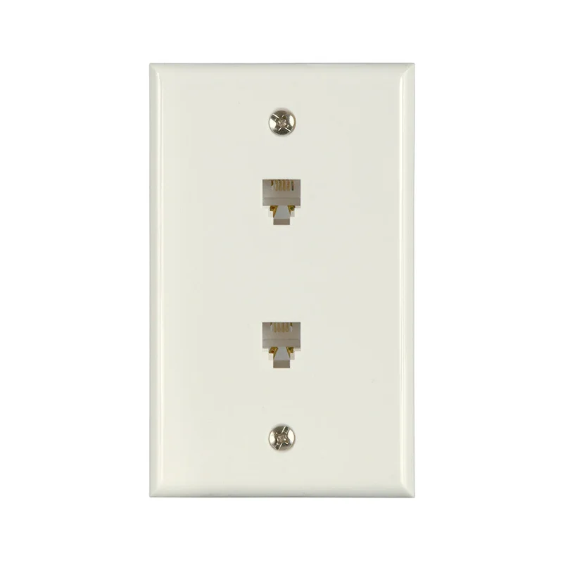 Amertac Zenith Zenith Flush Mount Dual Telephone Wallplate, White 4-1/2 in L x 2-3/4 in W