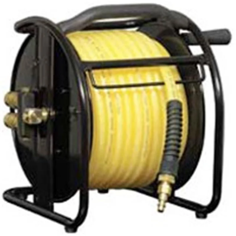 Amflo Manual Air Hose Reels Preassembled Gold (Dual Output Fittings, Poly Hose)