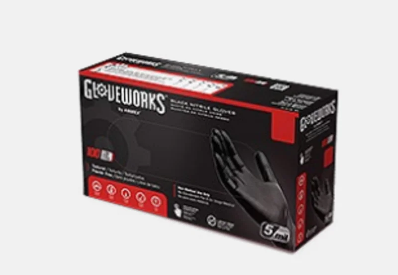Ammex Gloveworks Black Nitrile Industrial Gloves Latex Free Black