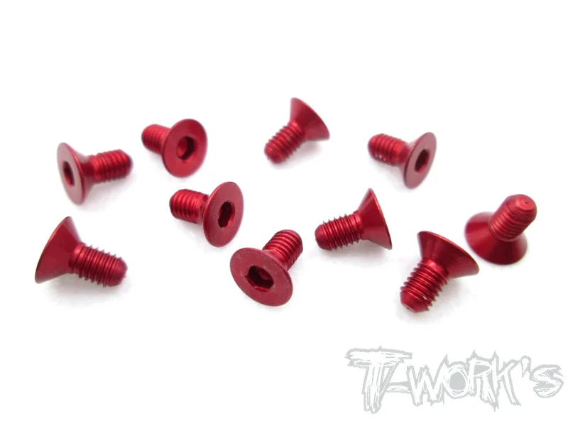 ASS-304CR 7075-T6 Hex. Countersink Screw (Red) 3mm x 4mm 10pcs.