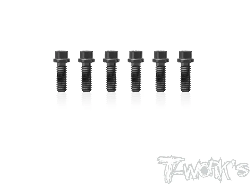 ASS-308P-BK  1/12 Pan Car Rear Wheel Hub Screws-M3x8mm  Black  ( For XrayX12'16/17/18/19/20/21US/EU/XP10/X10'26 , Serpent S120 2019/US/EU)  6pcs.