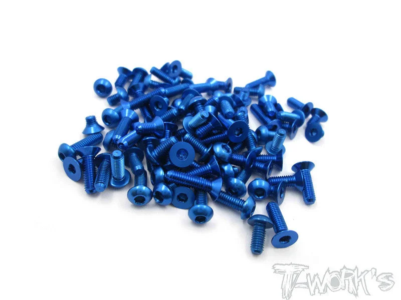 ASS-R12 7075-T6  Alum Screw set 44pcs. For Yokomo R12 Dark Blue