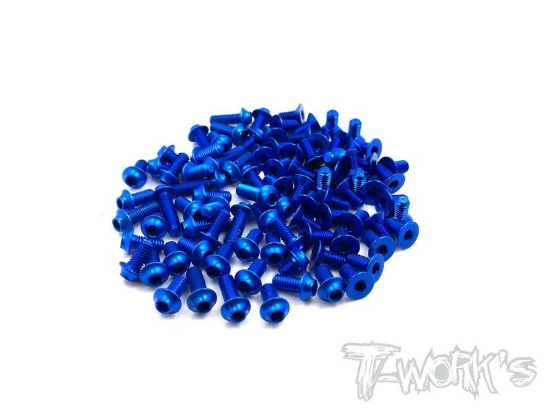 ASSU-BD7-DB 7075-T6 Dark Blue Screw set(UFO Head) 80pcs.(Yokomo BD7)