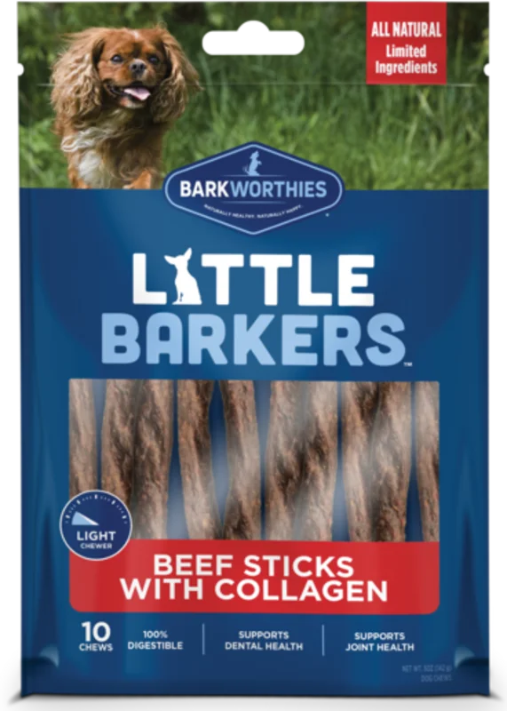 Barkworthies Little Barkers Beef Sticks with Collagen Dog Treats