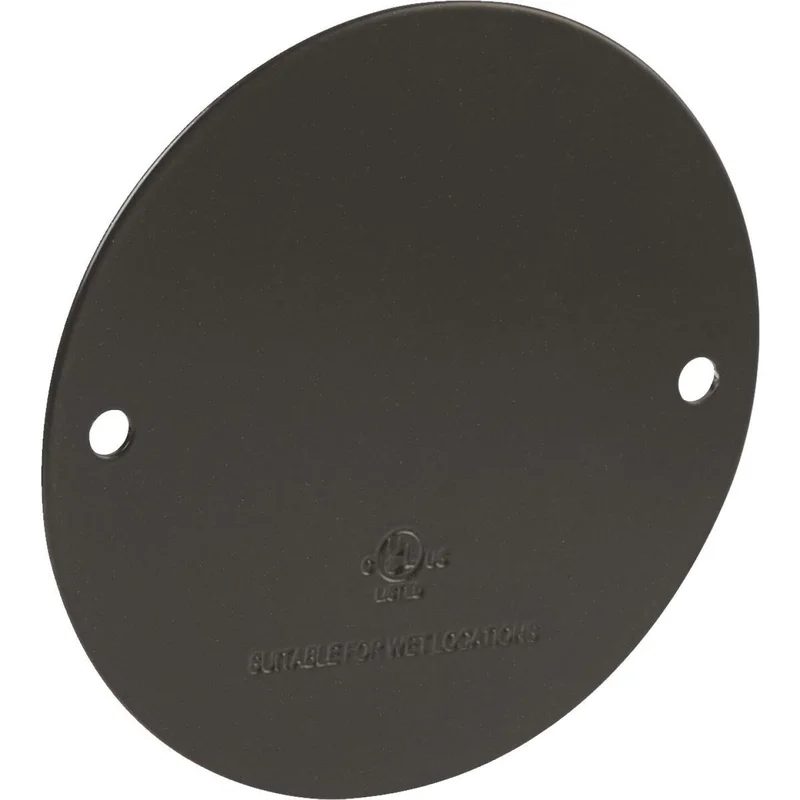 Bell Single Gang Round Die-Cast Metal Bronze Blank Outdoor Box Cover, Shrink Wrapped