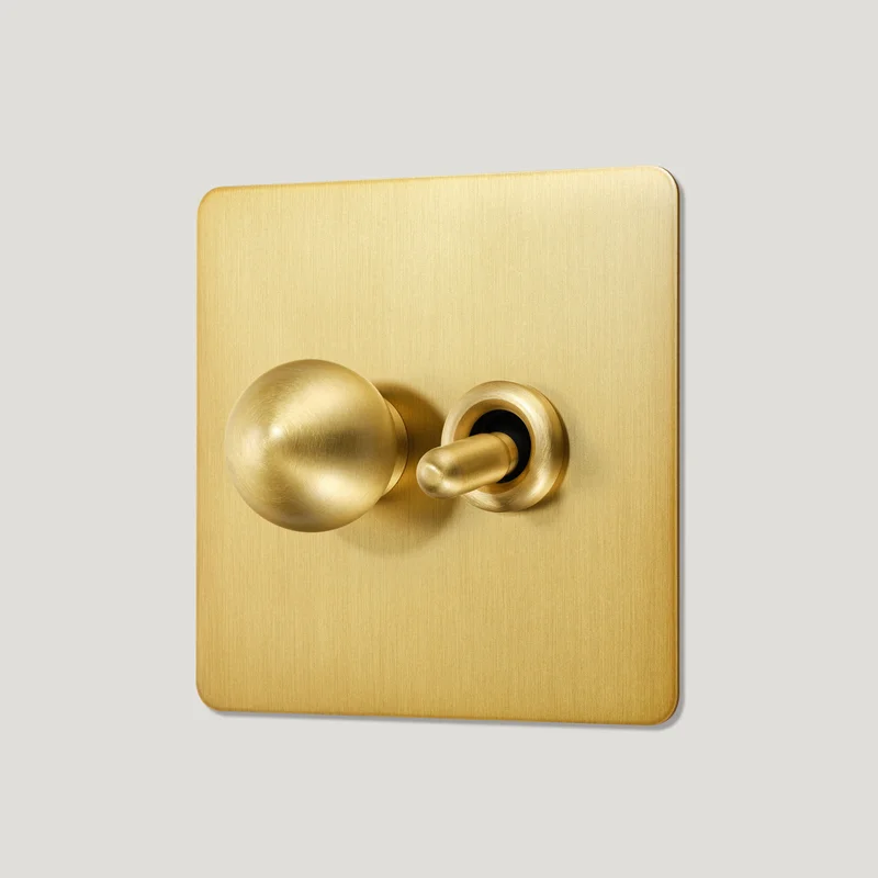 BOBBIN 2G Mixed Light Switch 1 Toggle / 1 Dimmer - Brass