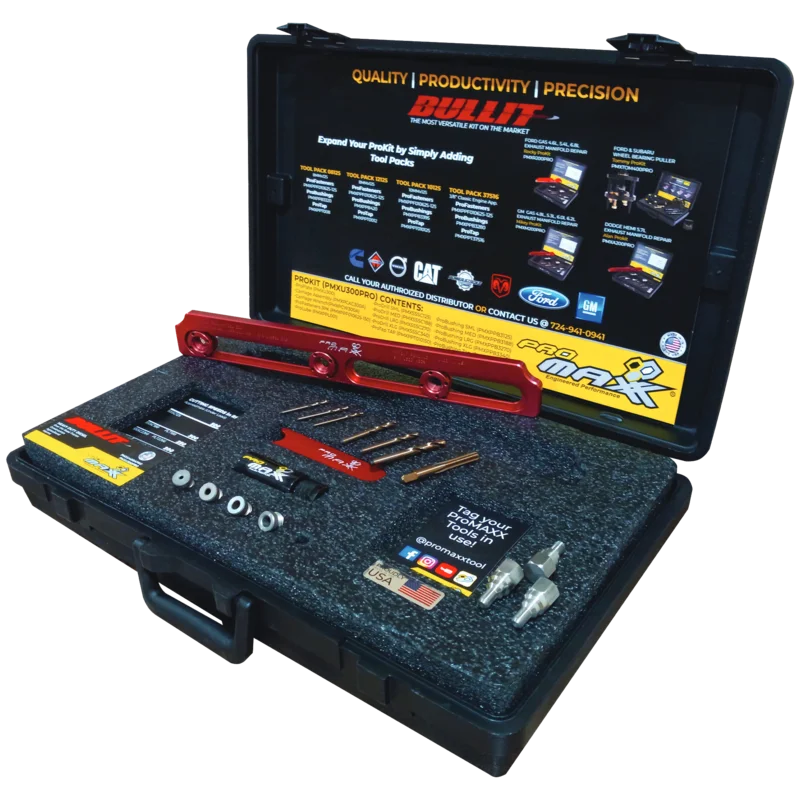 BULLIT Universal Broken Bolt Extractor Adaptable to Any In-Line Bolt Pattern for Cummins, Cat, Detroit Diesel, Freightliner and More