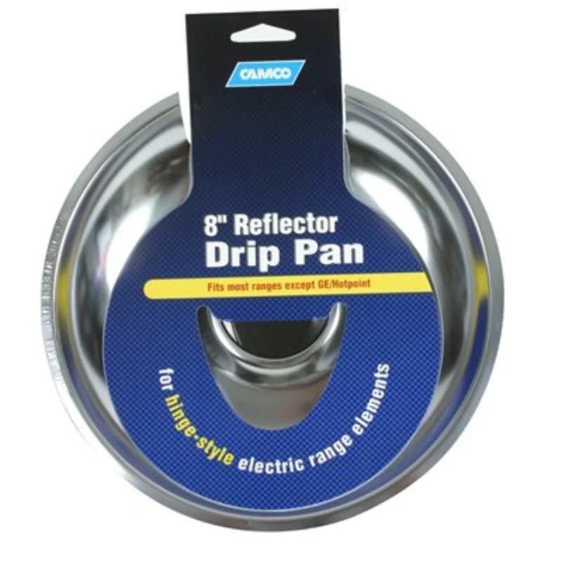 Camco Universal Electric Drip Pan - 8" Chrome Bilingual (CARD)