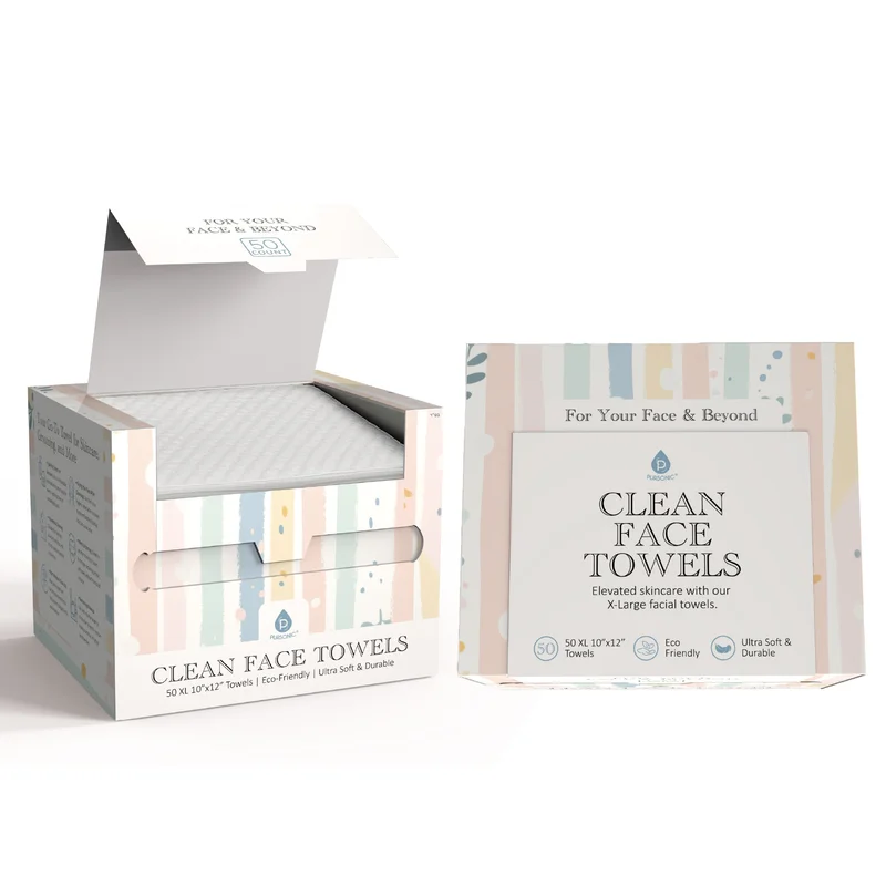 Clean Facial Towels XL Biodegradable Towels for Sensitive Skin