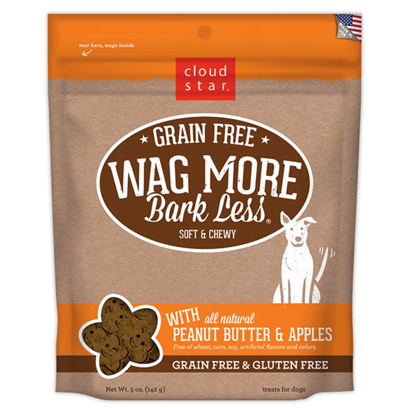 Cloud Star Wag More Bark Less Soft and Chewy Grain Free Peanut Butter and Apples Dog Treats
