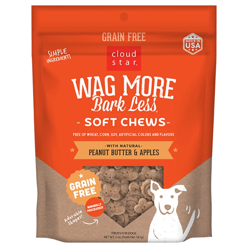 Cloud Star Wag More Bark Less Soft Chews Grain Free Dog Treats Peanut Butter & Apples Dog Treats