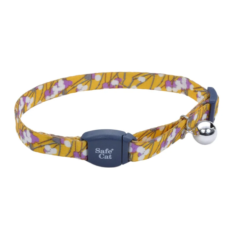 Coastal Pet Products Safe Cat Adjustable Breakaway Cat Collar with Magnetic Buckle Charcoal Stemmed Flower