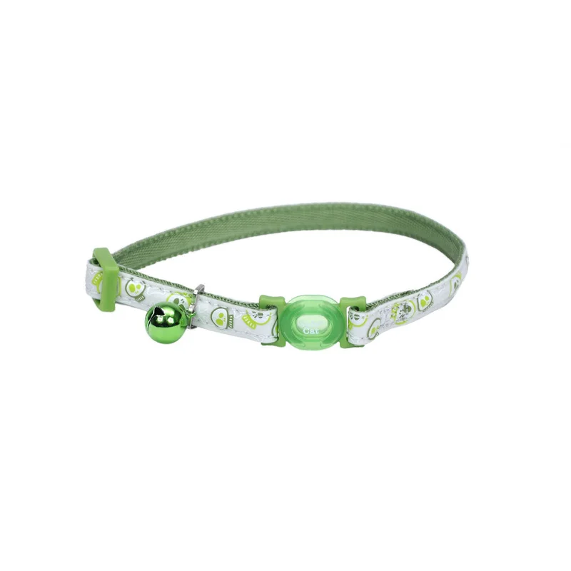 Coastal Pet Safe Cat Glow in the Dark Adjustable Breakaway Collar Glowing Lime Skulls