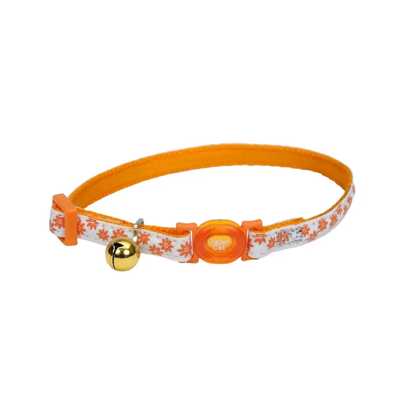 Coastal Pet Safe Cat Glow in the Dark Adjustable Breakaway Collar Glowing Orange Flower