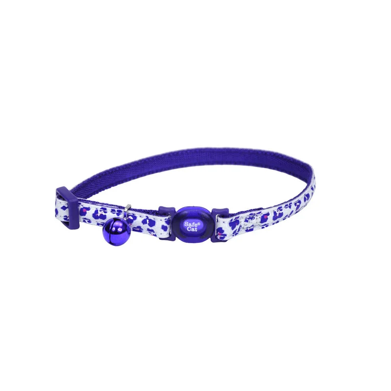 Coastal Pet Safe Cat Glow in the Dark Adjustable Breakaway Collar Glowing Purple Leopard